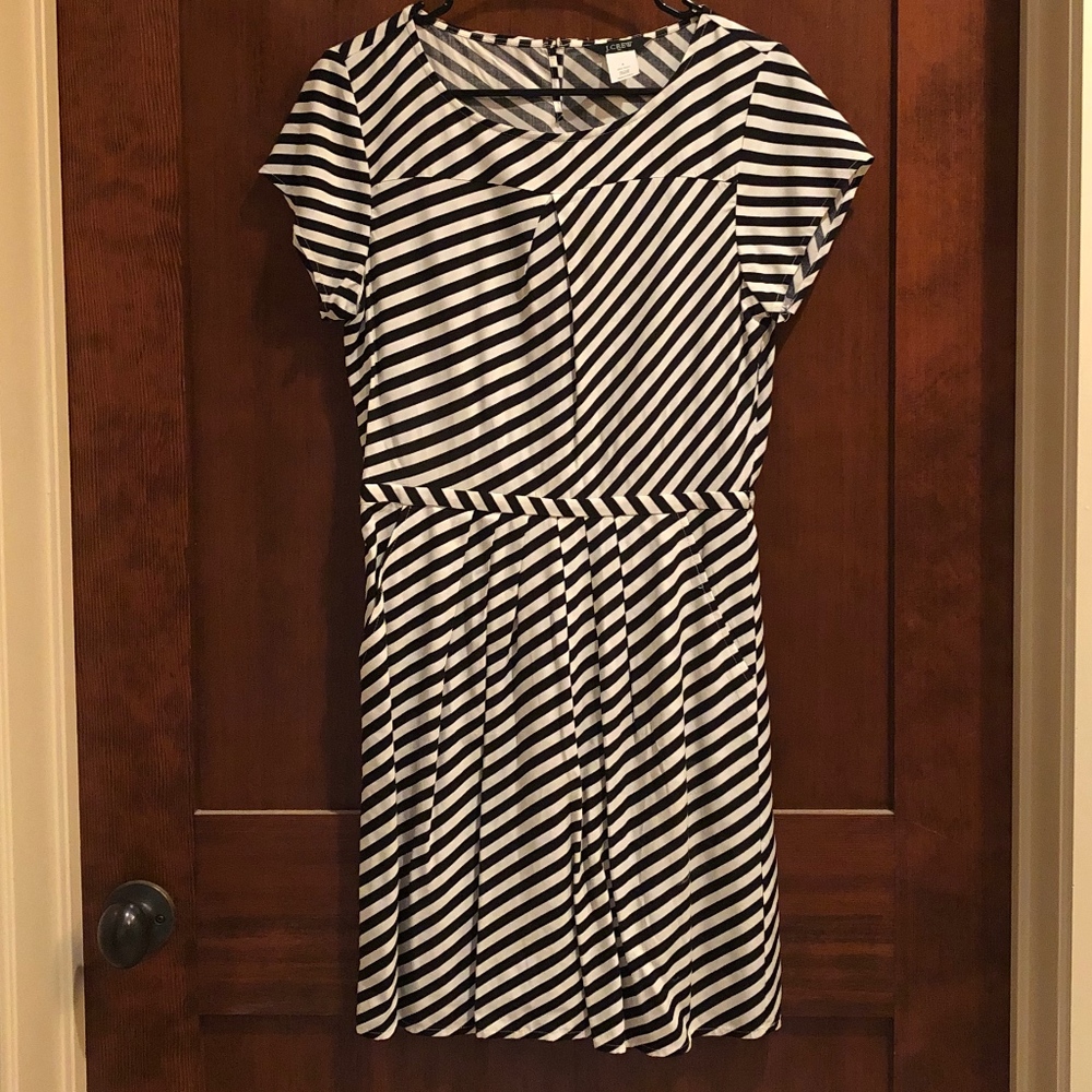 Jcrew Factory Dress Black and White Stripe Pattern